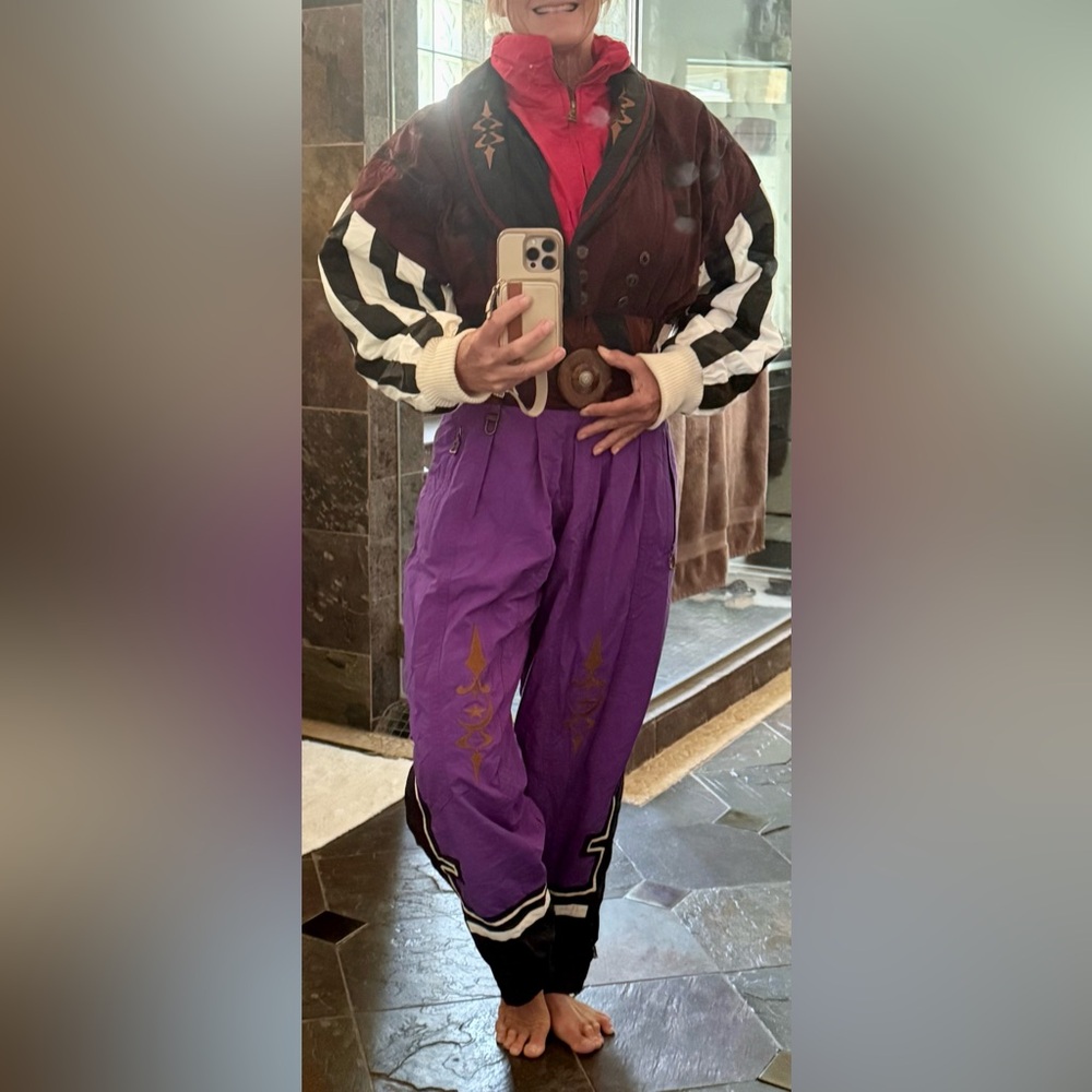 Rare Ladies’ Bogner size 8 Goan Thylmann Arabia ski suit from the 80’s.
